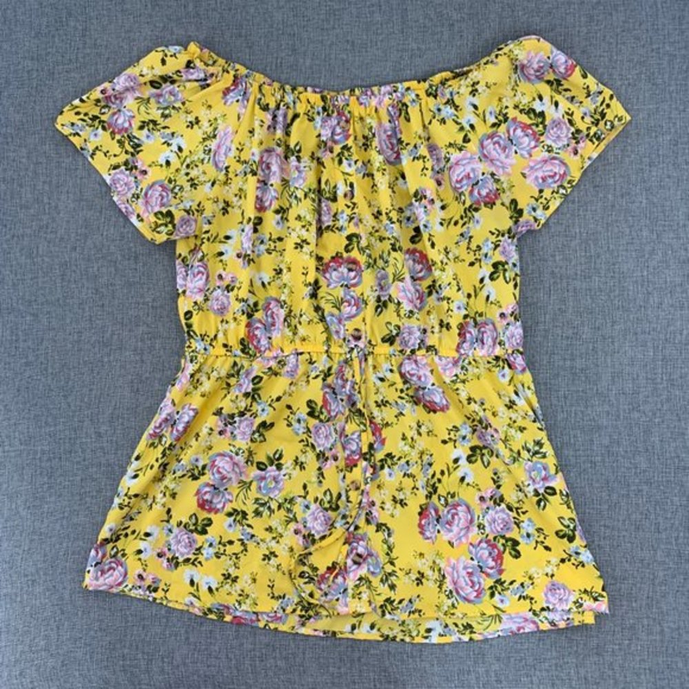 New Glory Floral Cute Peplum Off the Shoulder Drawstring‎ 1X Polyester